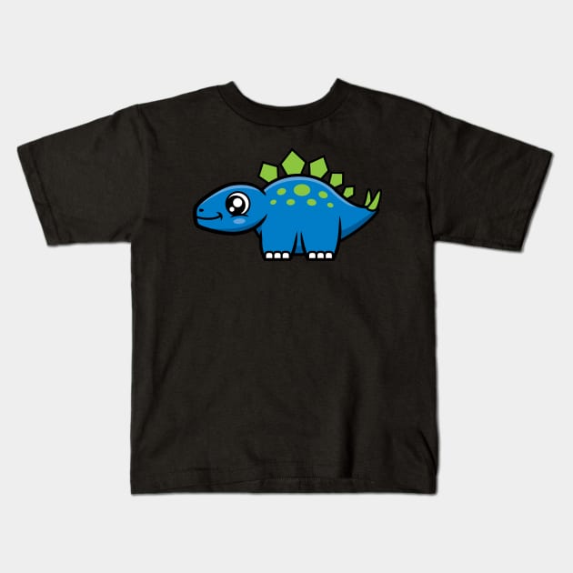 Stegosaurus Dinosaur (Blue and Green) Kids T-Shirt by danchampagne